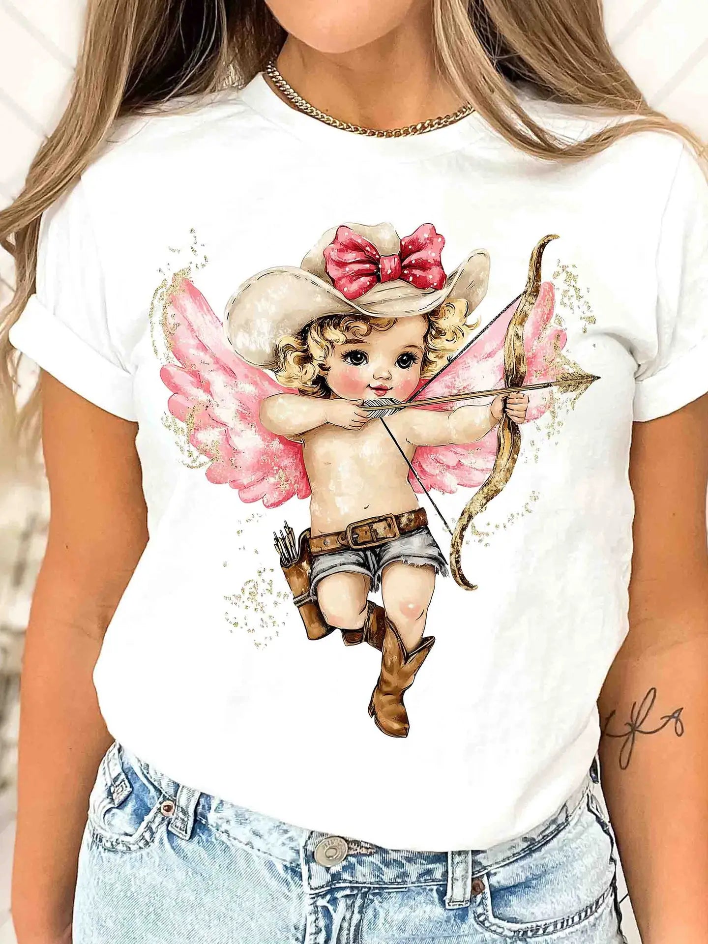 Cowboy Cupid Rhinestone Valentine's Day Tee