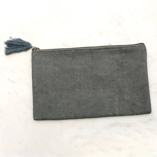 Jute Cosmetic Bag   Gray   10x6: Gray
