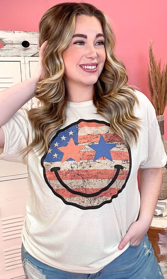 American Retro Smiley Graphic Shirt