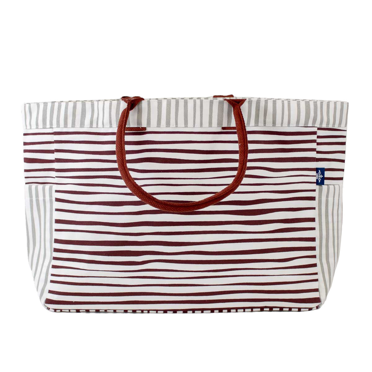 Stripe Durham Tote in Maroon/Gray