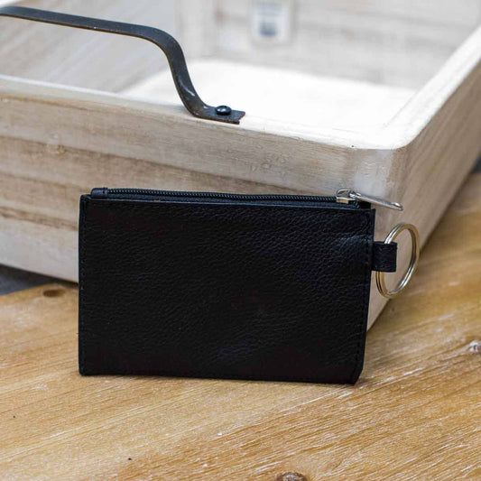 Leather Keychain Wallet   Black   5x3.25