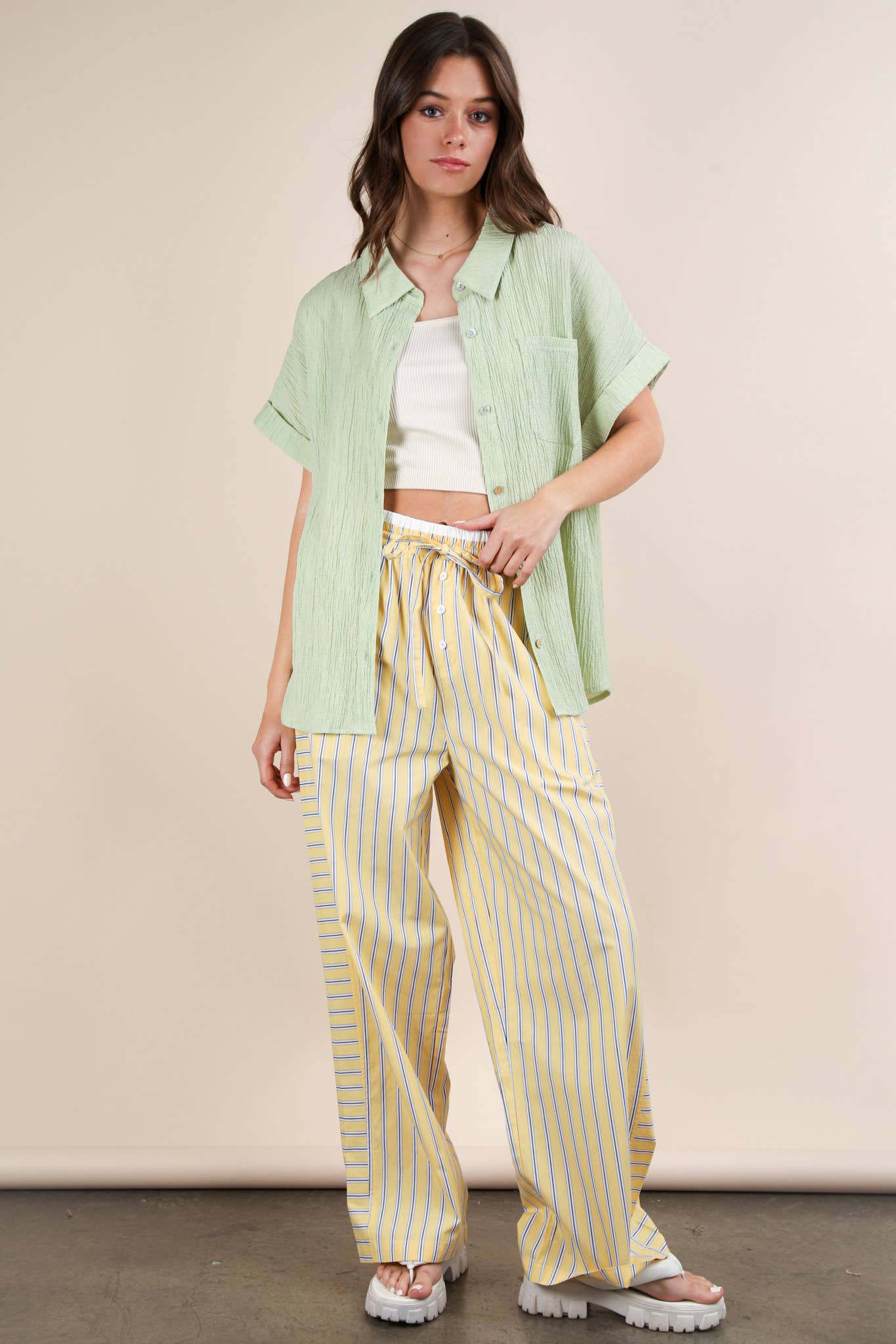 Oversized Dolman Sleeve Crinkled Woven Shirt Top