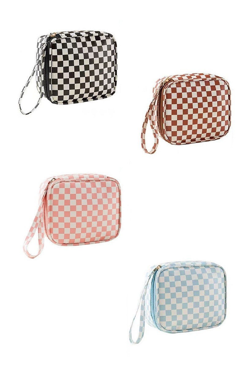 Checkered Cosmetic Travel Case
