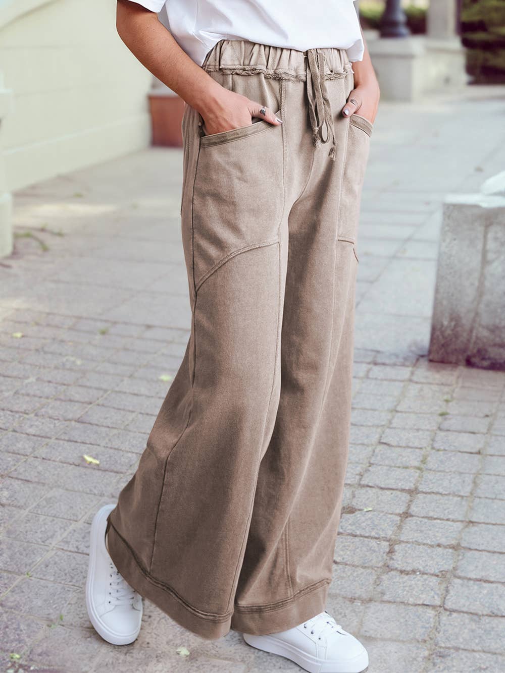Mineral Wash Drawstring Retro Loose Pants