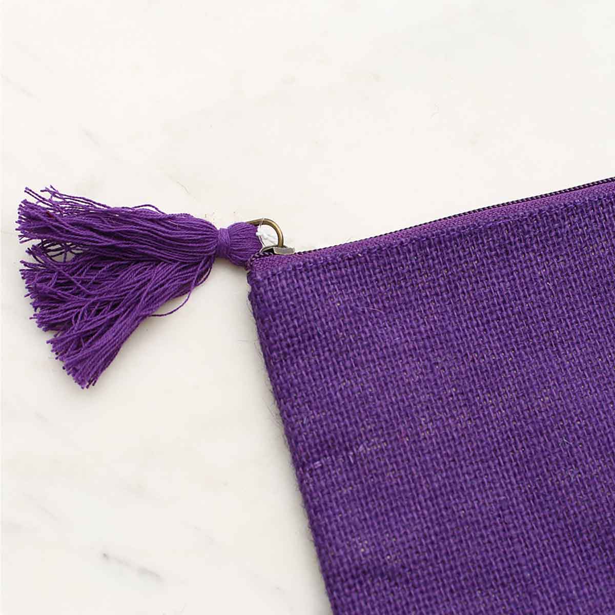 Jute Cosmetic Bag   Purple   10x6