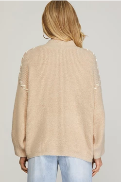 Taupe Contrast Stitch Sweater