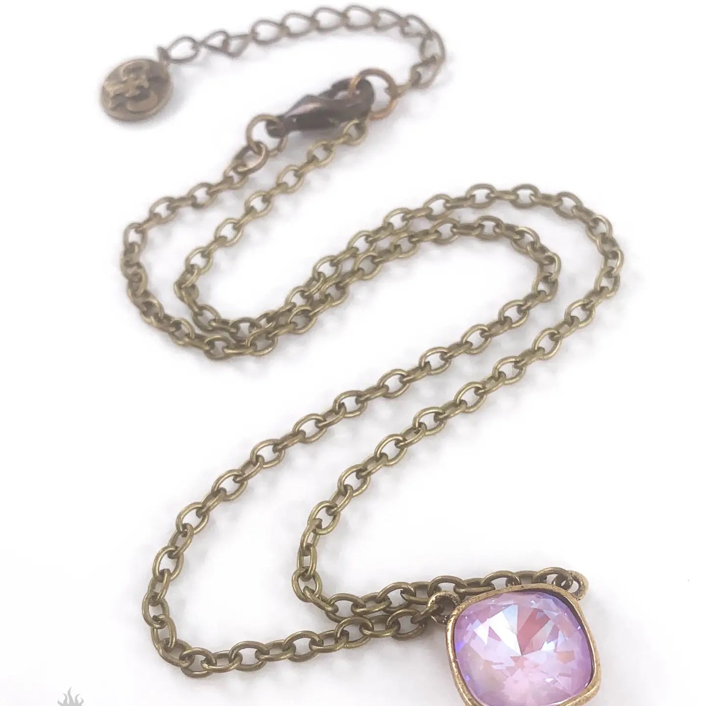 Pink Panache Austrian Square Crystal Chain Necklace, 12mm BLUSH BRONZE