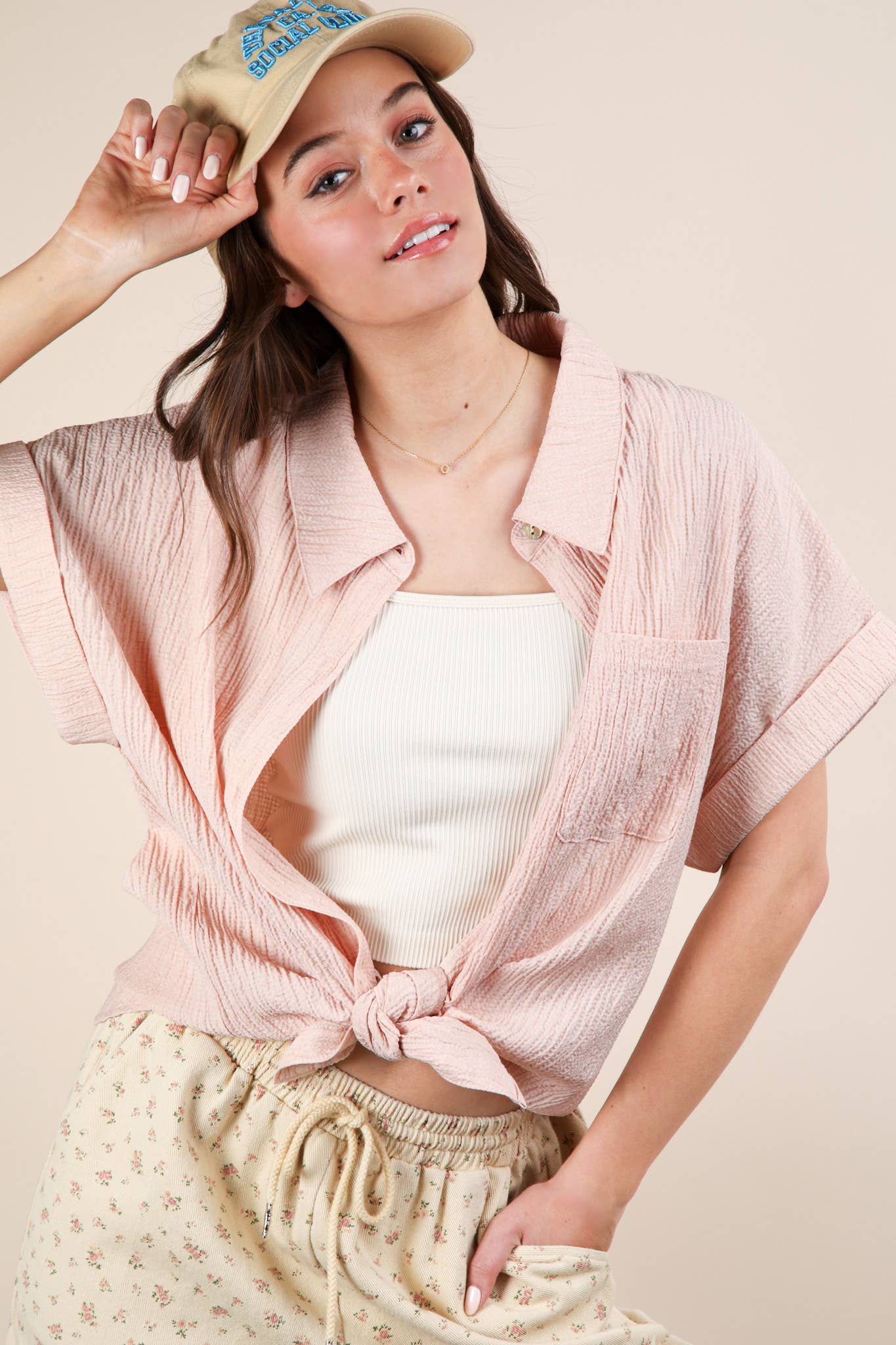 Oversized Dolman Sleeve Crinkled Woven Shirt Top
