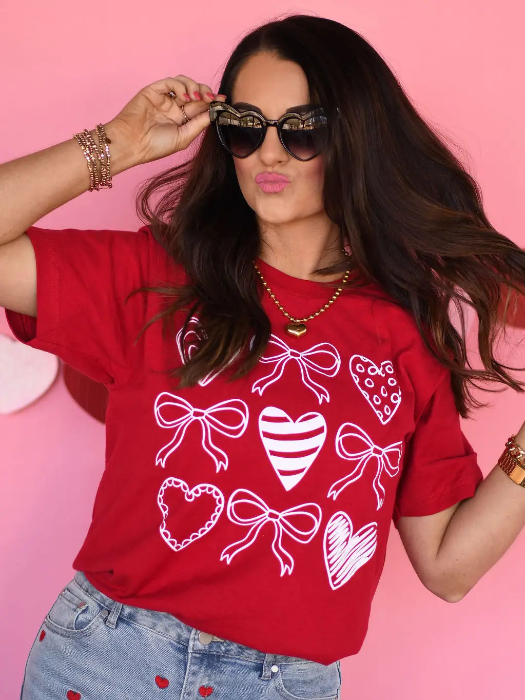 Bows & Hearts Red Valentine Tee