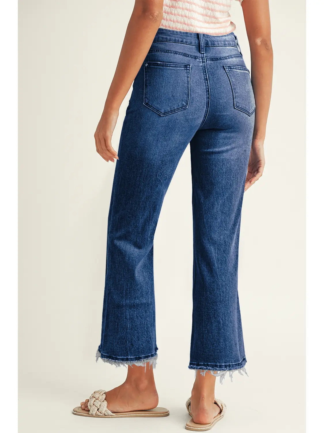Mineral Wash Raw Hem Sail Blue Flared Jeans
