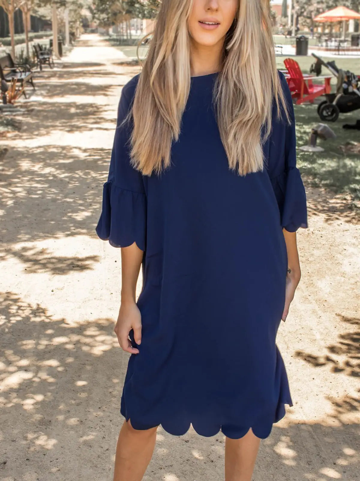 Scallop Edge Navy Haylie Dress
