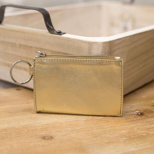 Leather Keychain Wallet   Gold   5x3.25