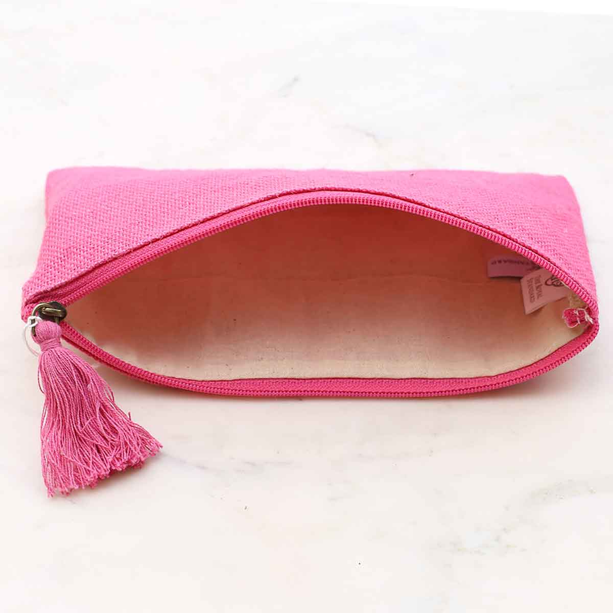 Jute Cosmetic Bag   Hot Pink   10x6: Hot Pink