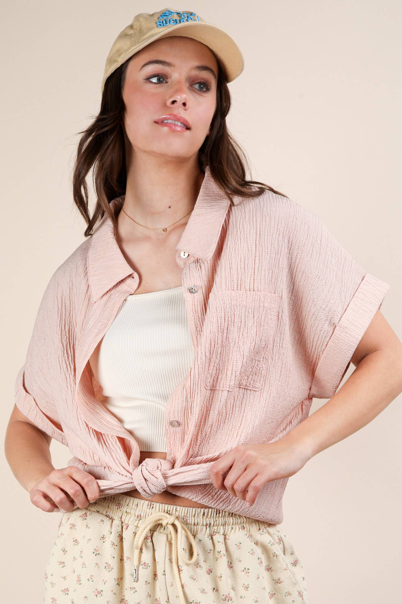 Oversized Dolman Sleeve Crinkled Woven Shirt Top