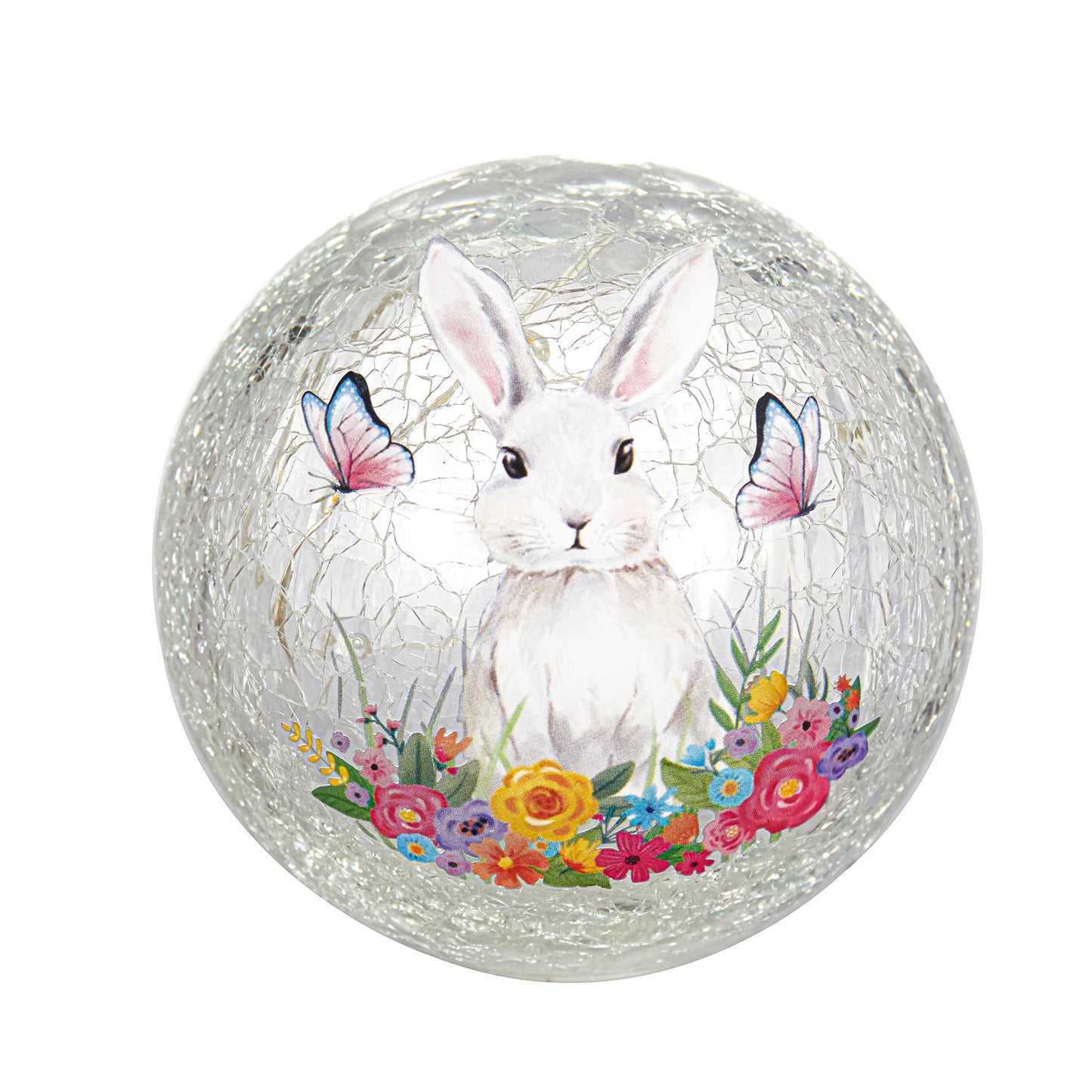 LED Hand Painted Crackled Glass Easter Globe Table Decor