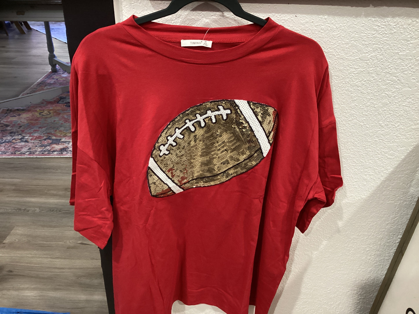 Game Day Glitter Football Patch Shirt