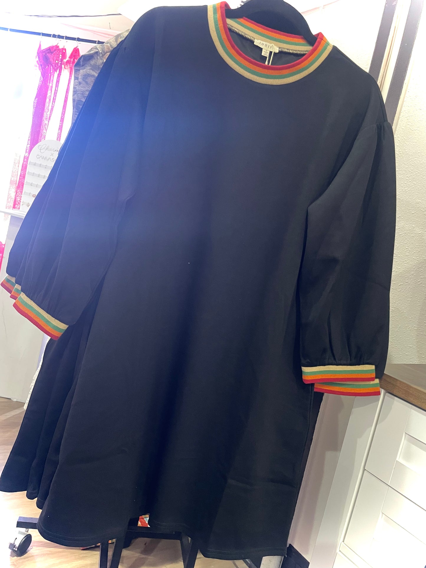 Retro Collar Soft Black Dress