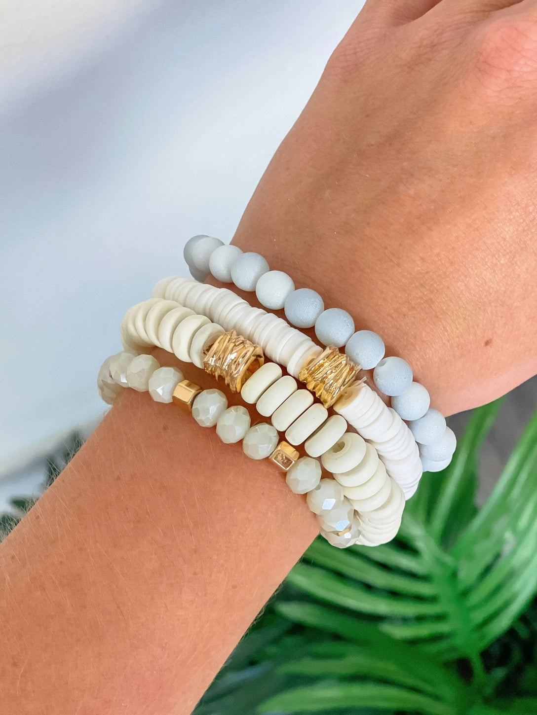 Color & Crystal Beaded Stretch Bracelet Stacks