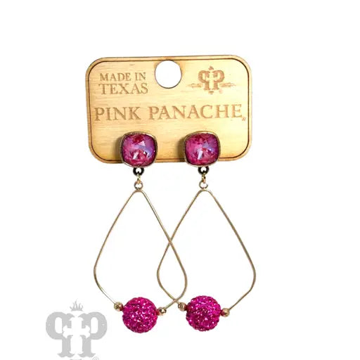 Pink Panache Fuchsia Ball & Gold Earrings