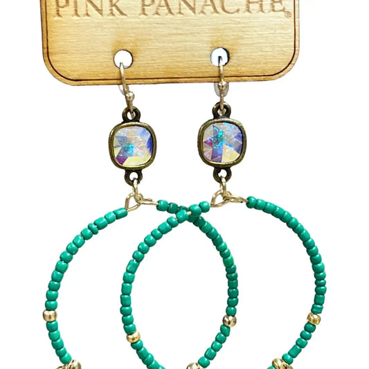 Pink Panache Green Bead Gold Star Earrings