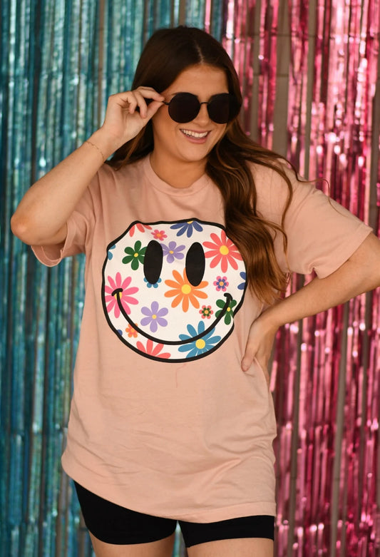 Colorful Daisy Smiley Tee
