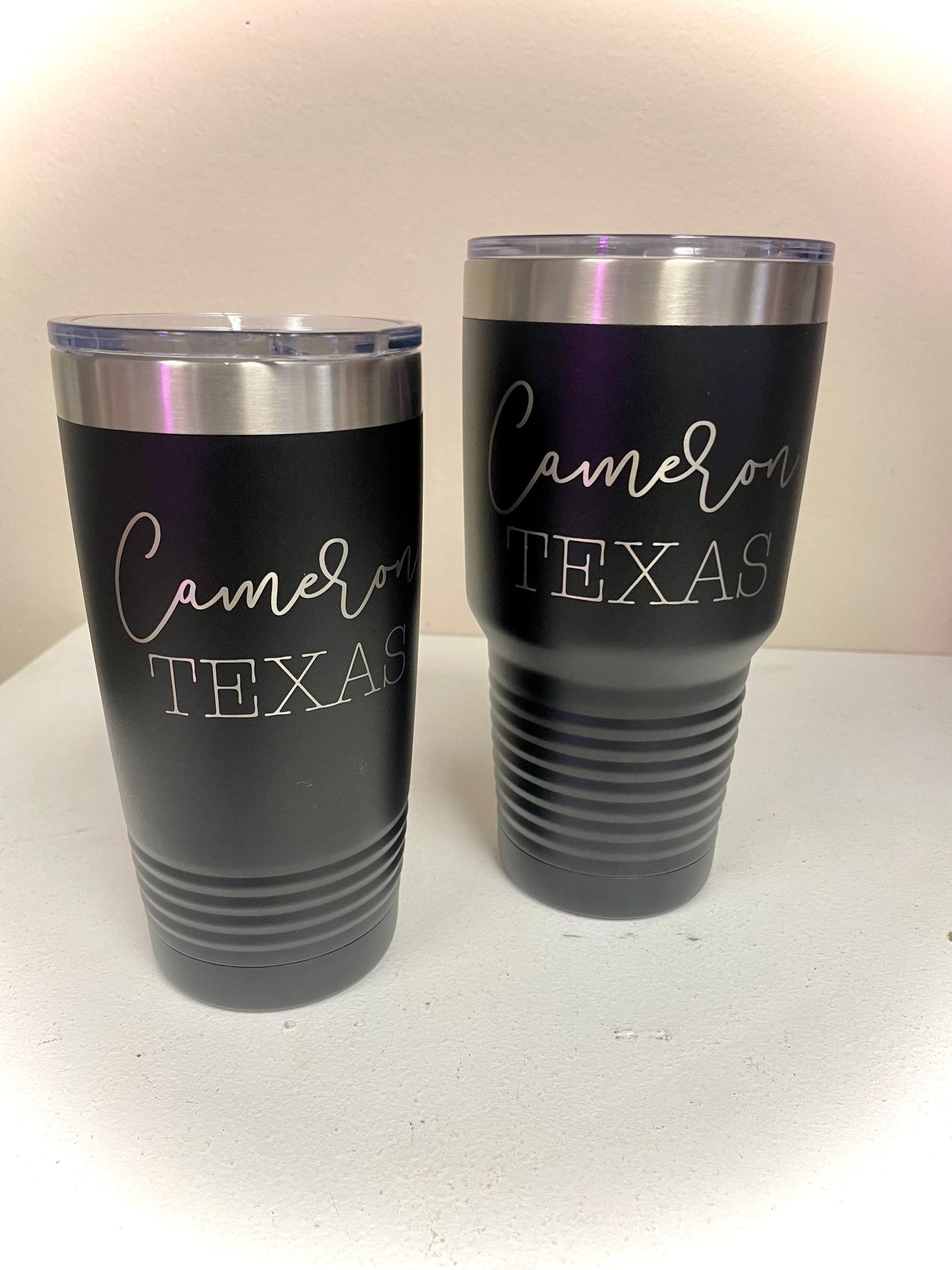 Cameron Texas Engraved Black Tumbler