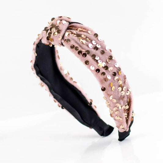 Sequin Knotted Headband Rose Gold