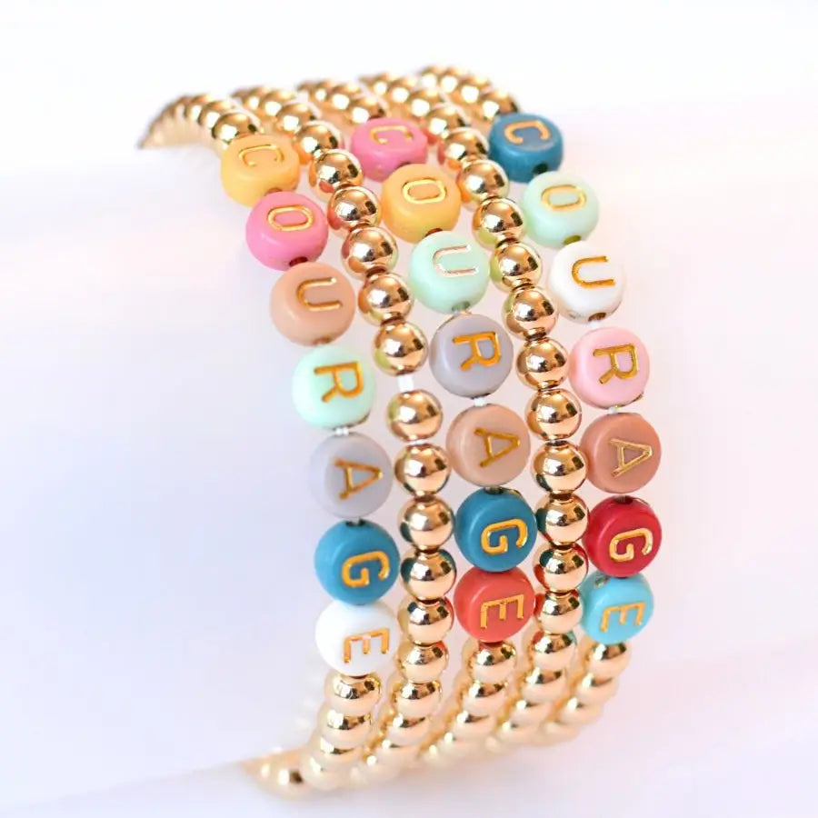 Gold Beaded Courage Multicolor Bracelet