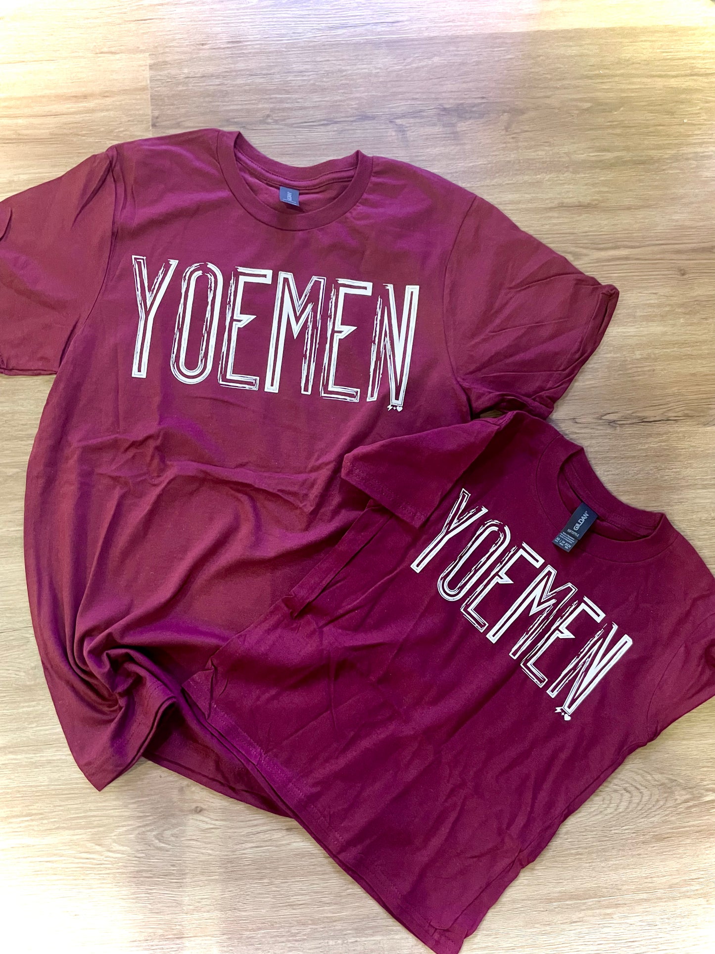 Maroon Distressed Block Yoemen Tee