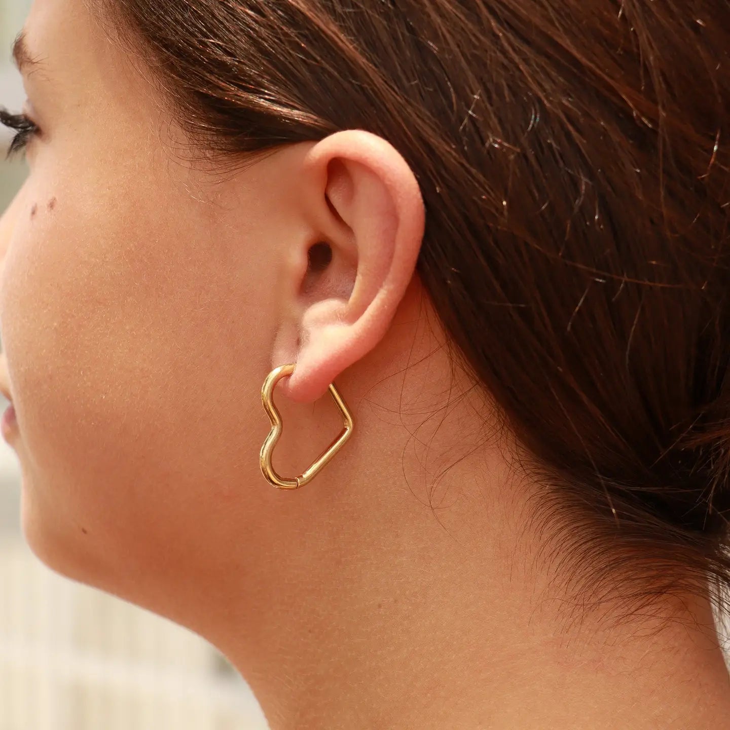 18K Gold Pvd Heart Hoop Earrings