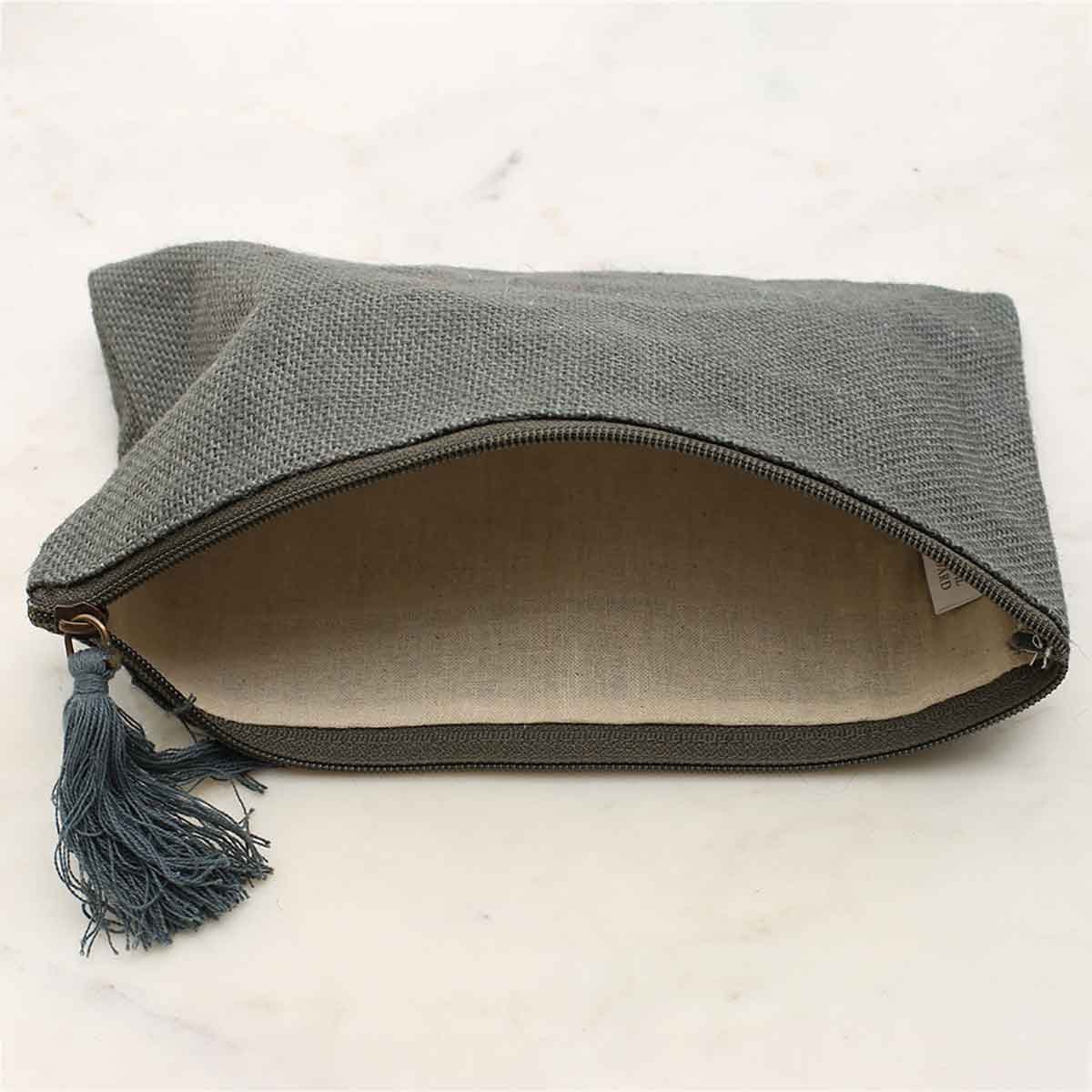 Jute Cosmetic Bag   Gray   10x6: Gray