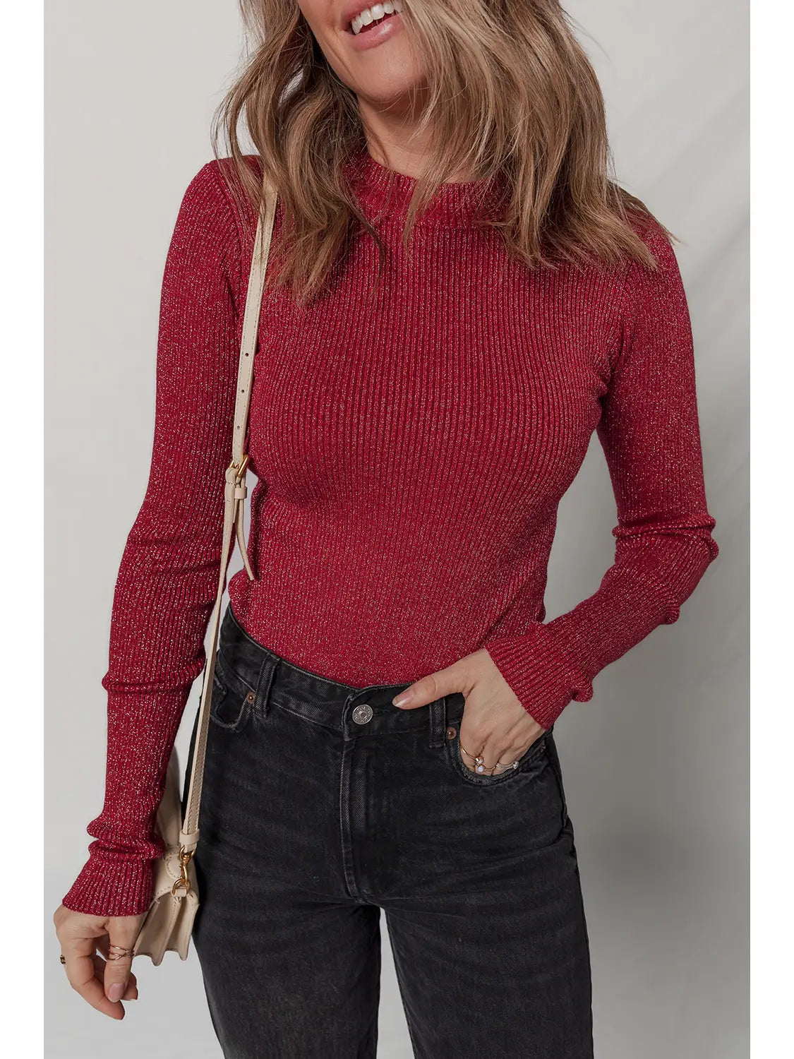 Keigan Mesh Top Maroon Glitter