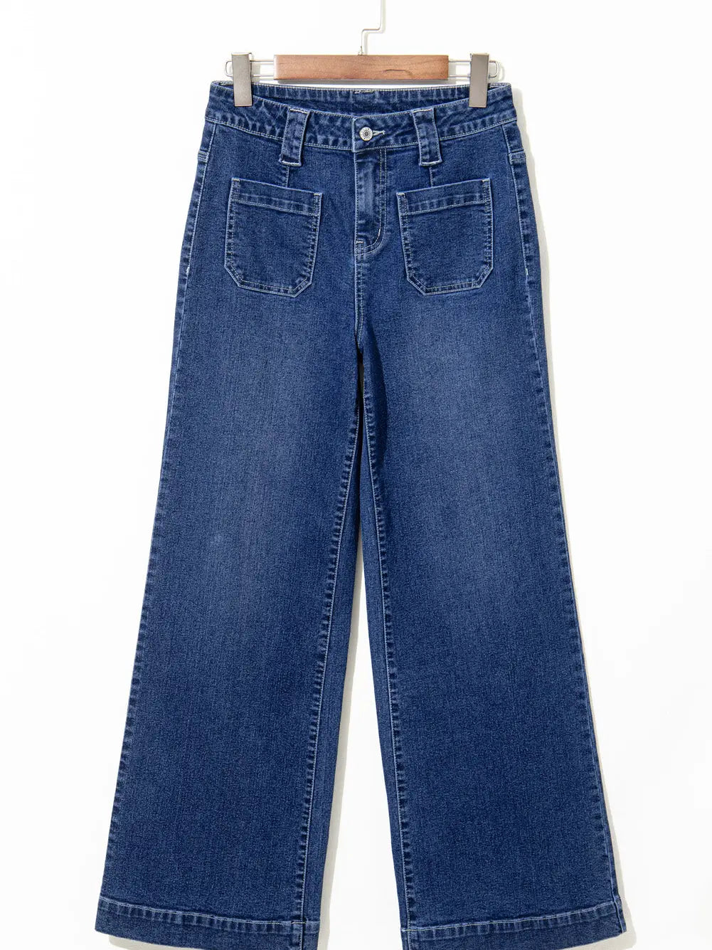 Sail Blue Wide Leg Pocketed High Waist Jeans