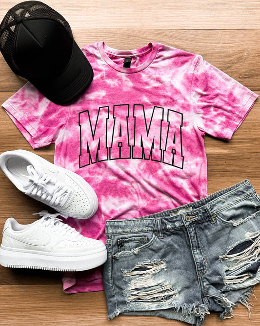 Mama Varsity Bleached Graphic Tee: Pink