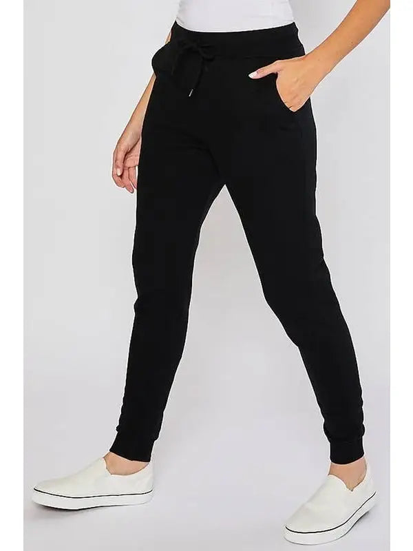 Fleece Basic Black Jogger with Pocket