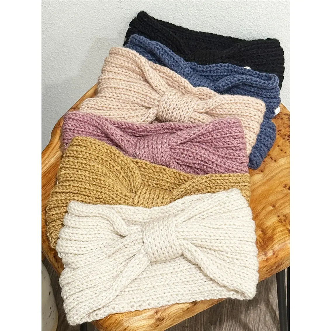 Winter Knitted Ribbed Bow Headband