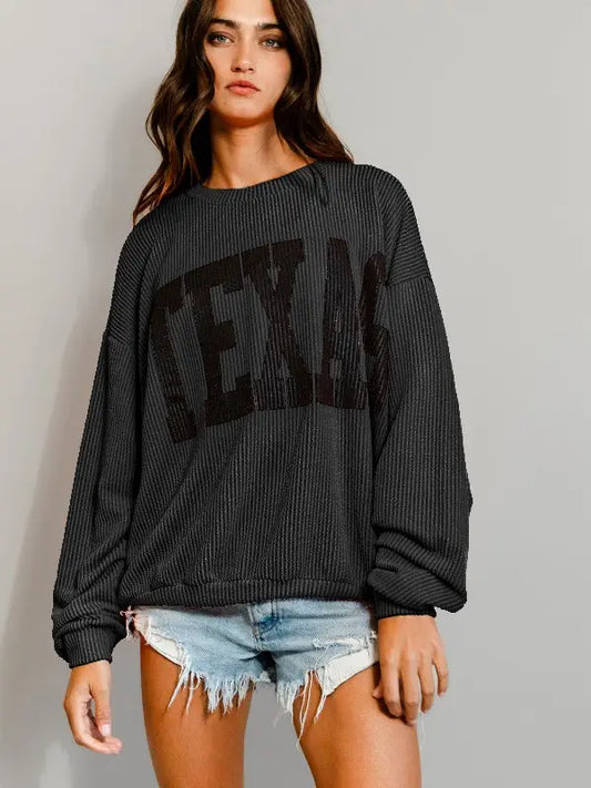 Texas Comfy Graphic Sweatshirt BLACK