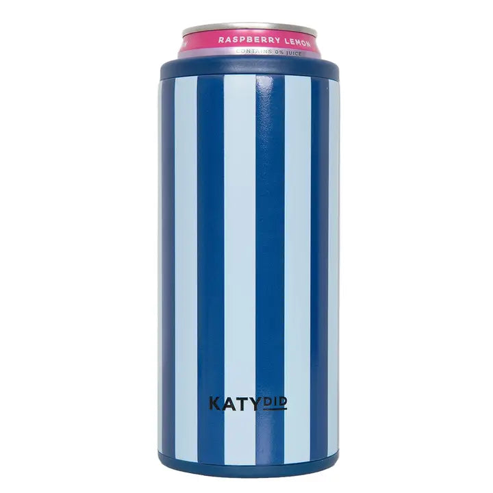 Light Blue & Navy Stripe Can Cooler
