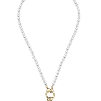 Teddy Pearl Beaded Ivory Charm Necklace