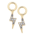 Pave Lightning Bolt Huggie Charm in Shiny Gold