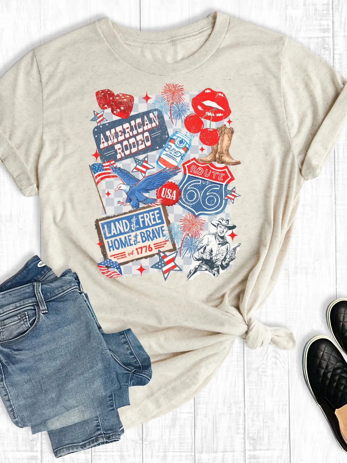 Western 4th of July Collage Graphic Tee