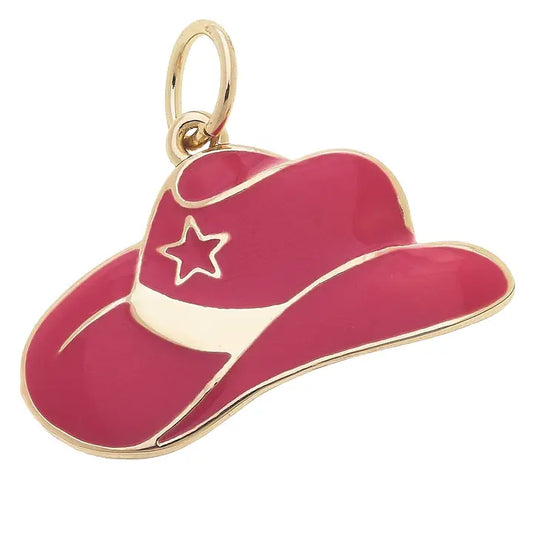 Cowgirl Enamel Pink Hat Charm