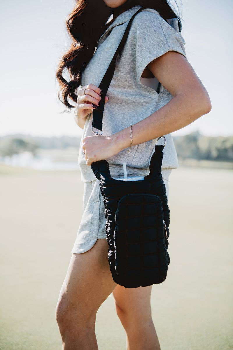 Black Quilted Tumbler Carrier Bag Gifts for Grads