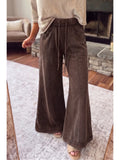 Hot Coffee Mineral Wash Flare Drawstring Pants