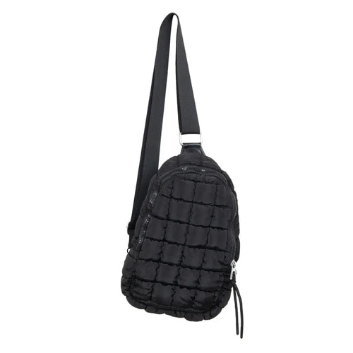 Black Quilted Sling Backpack Bag
