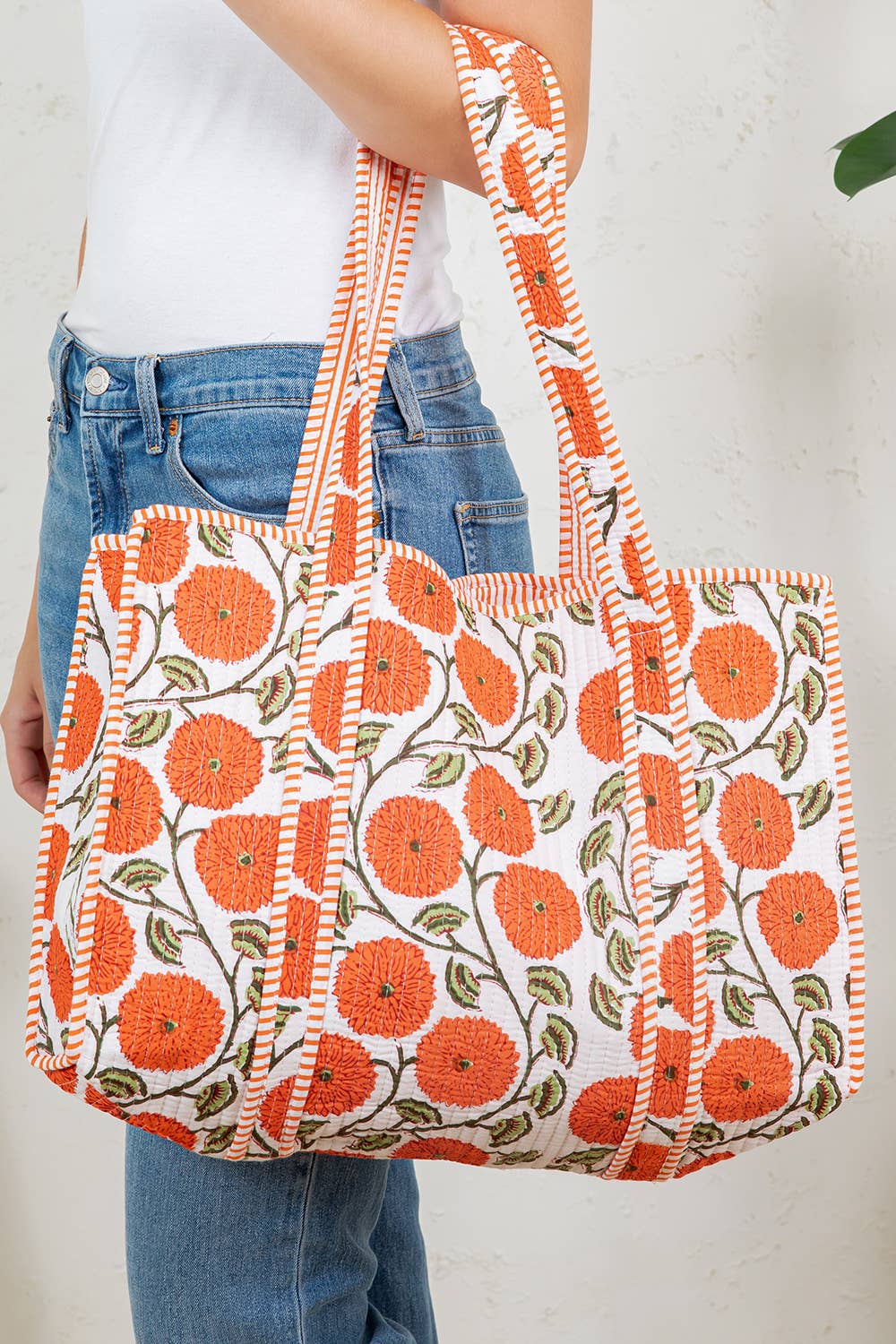 Quilted Tote Bag Orange