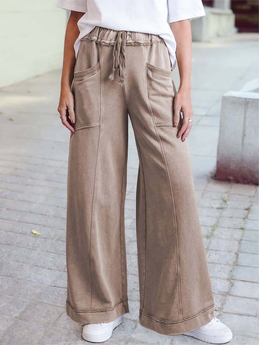 Mineral Wash Drawstring Retro Loose Pants