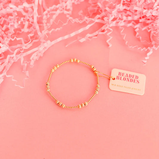 Beaded Blondes ILY Fluted Gold Bracelet