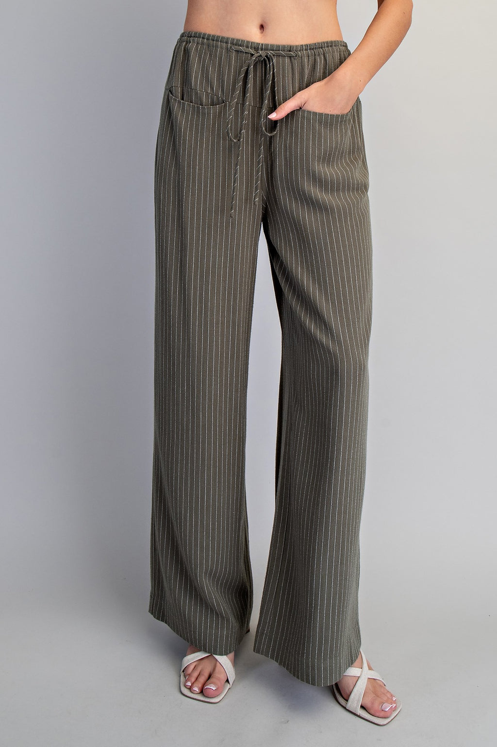 Striped Tie Front Pant