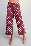 Polka Dot Ruffle Hem Pants